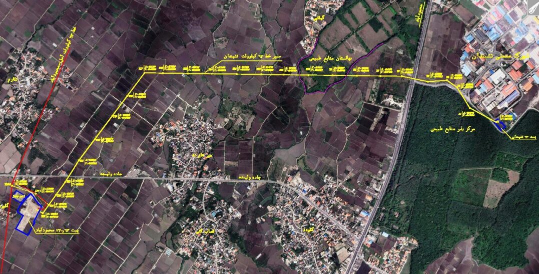 احداث فونداسیون خط 63 کیلوولت دومداره باندل دوسیم تغذیه کننده ایستگاه شهرک صنعتی تشبندان محمودآباد